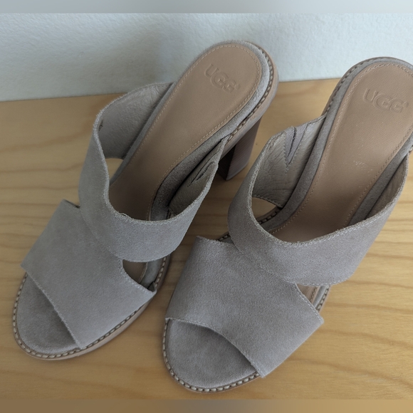 Ugg Celia Suede Slide Sandals With Heel - Picture 4 of 12